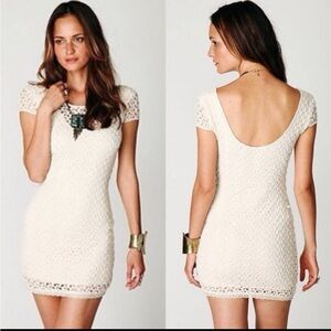 Free People Cream Crochet Mini Dress XS